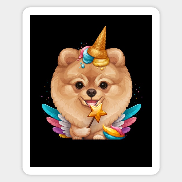 Orange Pomeranian Ice Cream Unicorn Sticker by stonemask